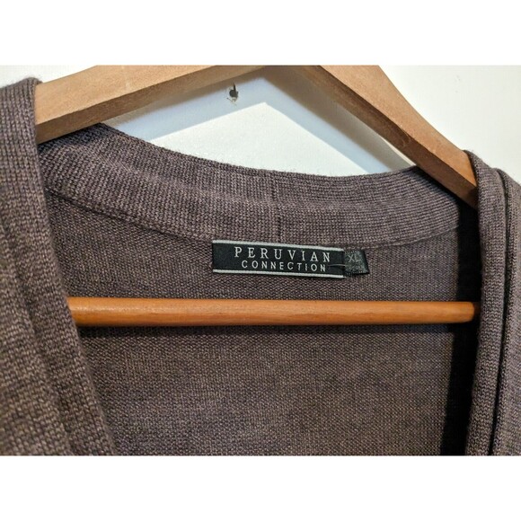 Peruvian Connection Women's Silk Wool Blend Faux-Wrap Dress XL Purple Grey - Picture 4 of 6